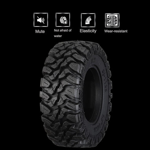 4PCS 1.33 Inch Rubber Butyl Rain Forest Mud Tire with Sponge Liner for 1/18 1/24 Scx24 Fcx24 TRX-4M Bronco RC Car Wheel Upgrade Accessories...