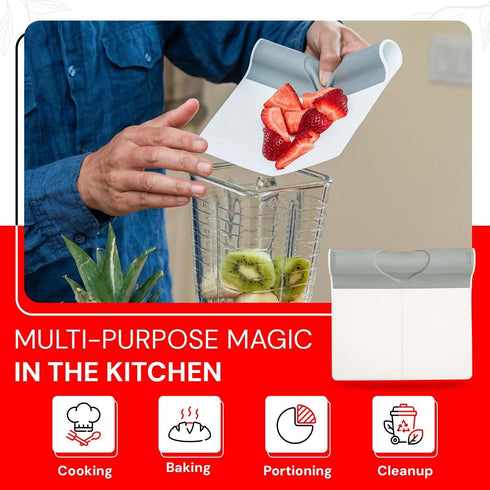 DANDY ScooperDuper - Multi-Purpose Folding Food Mover, Bench Scraper, Dough Scraper, Food Scraper Tool, User-Friendly Kitchen Gadget for Cutting B...