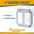 AP-12094, 4" Square Double Decora Switch Electrical Box Cover, 1/2" Raised, Exposed Work, Galvanized Steel, Crushed Corners, 2-Gang...