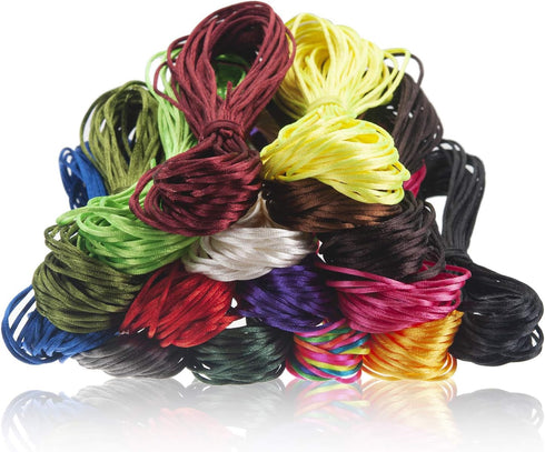 1 mm Nylon Cord for Bracelet Making, Silk Rattail Satin Cord for Chinese Knotting 16 Bundles, 175 Yards Totally Nylon String Beading Thread Rope f...