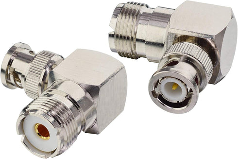 Boobrie L Shape UHF to BNC Connector BNC Male to UHF Female Connector BNC to UHF Right Angle Coax Adapter BNC Male to SO239 90 Degree Coax Cable C...