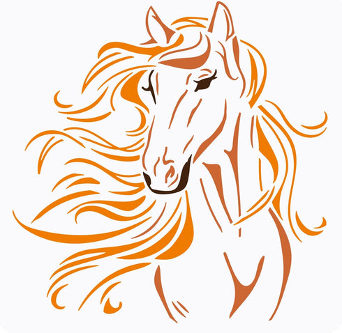 FINGERINSPIRE Beautiful Horse Painting Stencil 11.8x11.8 inch Hollow Out Horse Head Drawing Stencil Reusable Animal Craft Stencil for Painting on ...