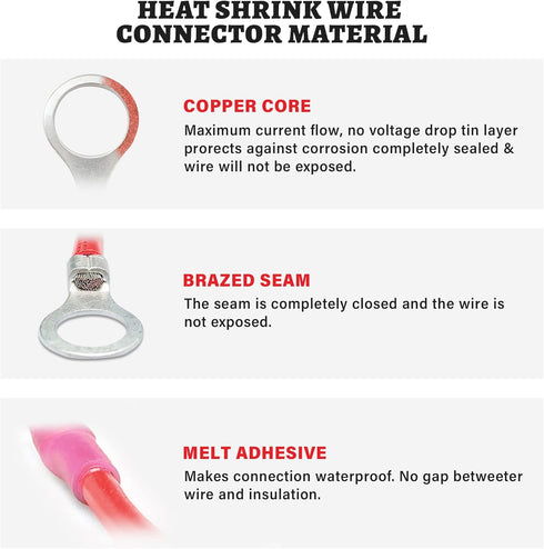 RED WOLF 240PC Heat Shrink Wire Connector Butt Kit, Insulated Crimp Connectors Ring Fork Spade Crimp Terminal to Joint Splice Cable for Automotive...