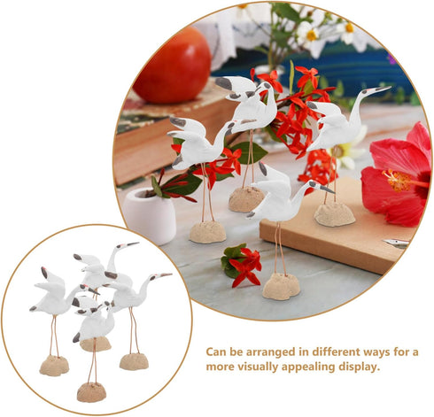 UKCOCO 4pcs Miniature Crane Statue Mini Ceramic Bird Figurine Fairy Garden Sculpture for Plant Pots Bonsai Micro Landscape Decoration...