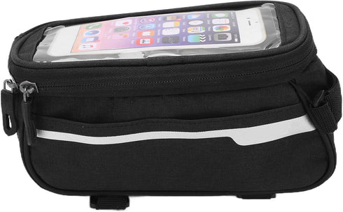 VBESTLIFE Bike Phone Bag,Waterproof Phone Front Frame Bag Polyester Bike Handlebar Bag Large Storage Space Quick Release Hook and Loop Design Ridi...
