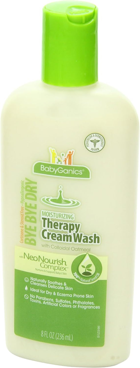BabyGanics Bye Bye Dry Moisturizing Therapy Wash, 8 Fluid Ounce (Pack of 2), Packaging May Vary...