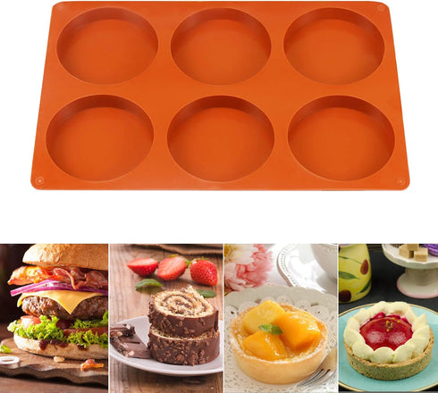 Palksky Silicone Molds for Baking (2 Pack)6-Cavity Large Round Disc Mold/English Muffins Pan/Resin Coaster Mold Non-Stick for Hamburger Chocolate ...