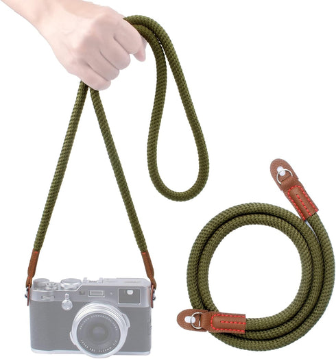 120cm Camera Strap,Vintage Soft Camera Rope Strap Neck Shoulder Strap Compatible with Sony Nikon Canon Fuji Mirrorless DSLR SLR Camera Green...