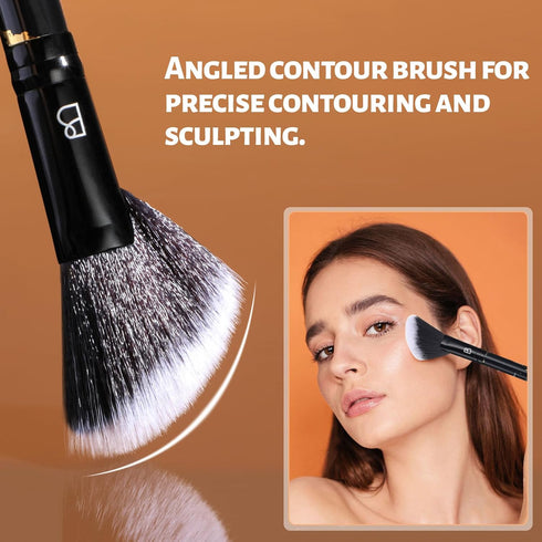 BS-MALL Makeup Brushes NO Smell 10 PCS Set Black Color Synthetic Foundation Powder Concealers Eyeshadows with Black Case...