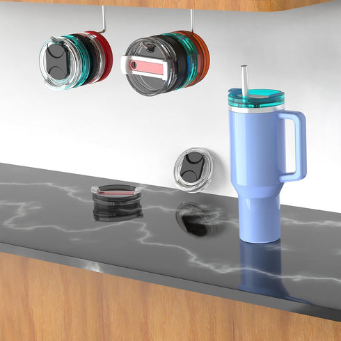 Neat Cup Lid Holder Tumbler Lid Organizer for Yeti, Stanley, Simple Modern Tumblers - Kitchen Storage Solution with Self-Adhesive or Drilling Opti...