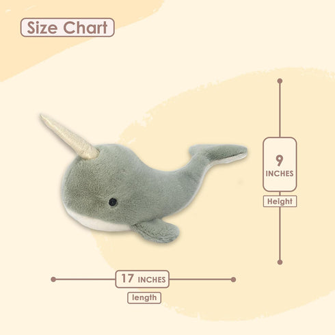 MON AMI Nico The Narwhal Stuffed Animal – 17”, Whale Plush Toy, Use as Toy or Nursery Room Décor, Great Gifts for Kids of All Ages, Ocean Animals...