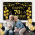 Trgowaul 70th Birthday Backdrop Gold and Black 5.9 X 3.6 Fts Happy Birthday Party Decorations Banner for Women Men Photography Supplies Background...