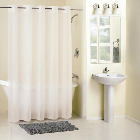 Hookless Full Length 2-in-1 Chlorine-Free PEVA Shower Curtain with Flex-On Rings for Easy Installation, 71" x 74", Water-Repellent, Easy Install, ...