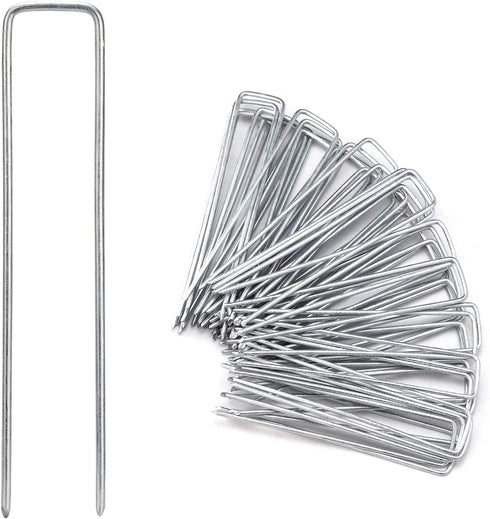 U/D 4 Inch Galvanized Landscape Staples 60 Pack 11 GaugeGarden Stakes Heavy-Duty Sod Pins Anti-Rust Fence Stakesfor Weed Barrier Fabric Ground Cov...