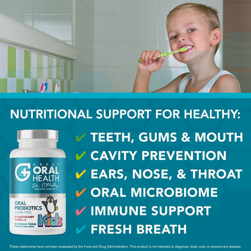 Childrens Oral Probiotics – Oral Care Probiotic for Kids Cavity Prevention & Bad Breath Treatment Supplement w/BLIS K12 M18 Mouth & Gum Health Den...