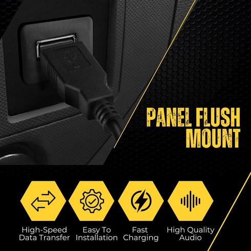 TNP USB 3.0 Flush Mount Cable w/Buckle (Square) Dashboard Panel Dash Mount 1 Port USB Socket Plug Jack Connector Extension Wire Cord Water Resista...