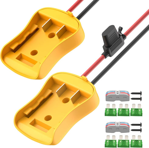 2PCS 20V Battery Adapter for Dewalt Power Wheel Battery Adapter Battery Converter Kit 12 AWG Wire with Fuses and Connectors for Robotic RC Car Toy...