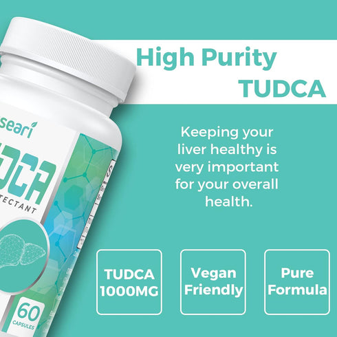 TUDCA Bile Salts Supplement 1000mg - 60 Veggie Capsules,Liver Support Supplement for Detox Cleanse,Gelatin Free...