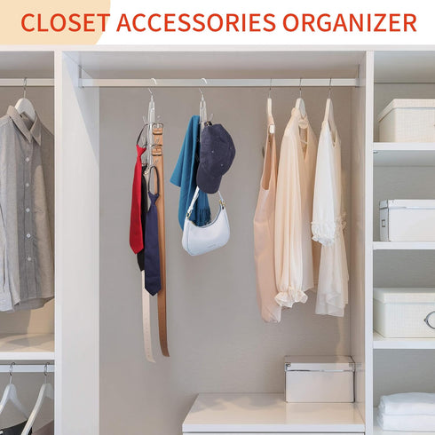 Purse Hanger for Closet, Rotatable Bag Organizer, 6 Storage Capacity Space Saving Handbag Holder, Closet Organizers and Storage Backpack Rack, Sil...