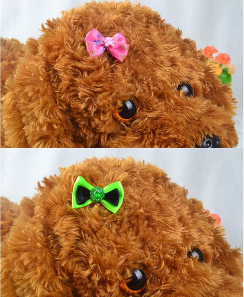 Pet Headdress Bowknot Flower Pet Dog Accessories Long-haired Princess Style Headdress Dress Up Dog Hairpin Randomly (50pcs Bow headdress)...