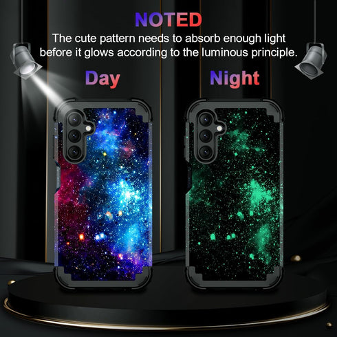 Miqala for Galaxy A15 5G Case,Glow in The Dark Three Layer Heavy Duty Shockproof Full Body Protection Hard Plastic Bumper+Soft Silicone Protective...
