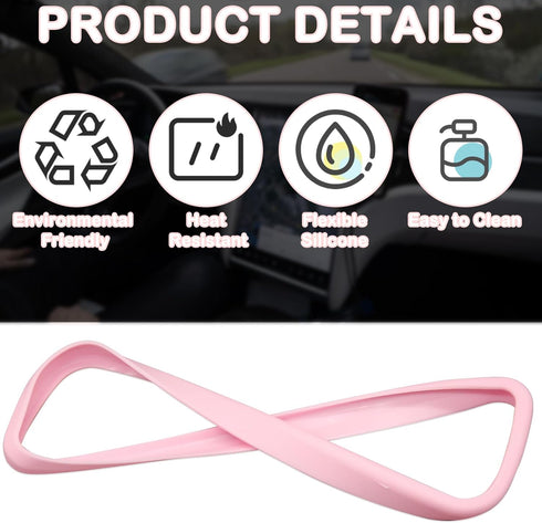 Rear View Mirror Cover Pink Rear View Mirror Accessories, Car Rear View Mirror Protector Frame Silicone Automotive Mirror Frame Compatible with Mo...