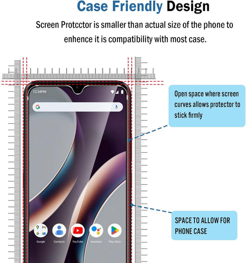 2 Pack Compatible with BLU G63 Screen Protector,Full Coverage 9H Tempered Glass Film,HD Clear Scratch Resistant,Bubble-Free for BLU G63 Screen Pro...