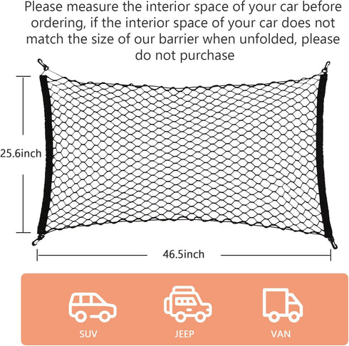 Dog Car Net Barrier for SUV - Pet Car Divider Back Seat Barrier Net, Easy to Install and Remove,Adjustable Car Dog Divider for Trucks, SUV, Vans, ...