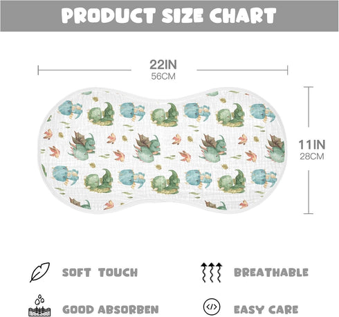 Burbuja Cute Dragon Muslin Baby Burp Cloths, Soft & Absorbent Cotton Burping Rags for Newborn Boys & Girls, 2 Pack...