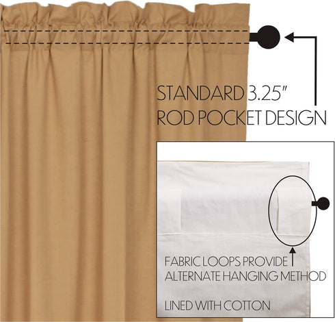 VHC Brands Simple Life Flax Khaki Country Farmhouse Kitchen Window Curtain Valance 16x72...