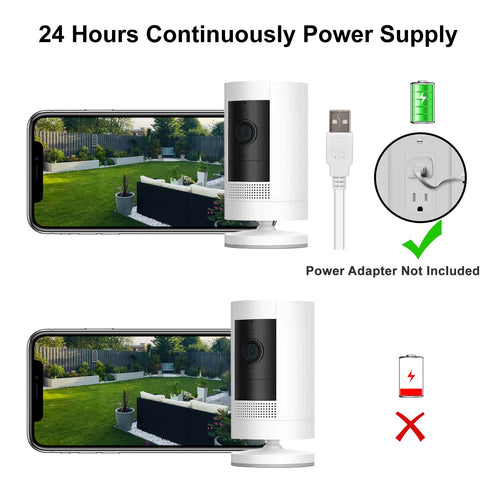 Power Charge Cable Compatible with Stick Up Cam Battery and Spotlight Cam Battery, 10ft Charge Cord to Power Security Camera Continuously, White.....