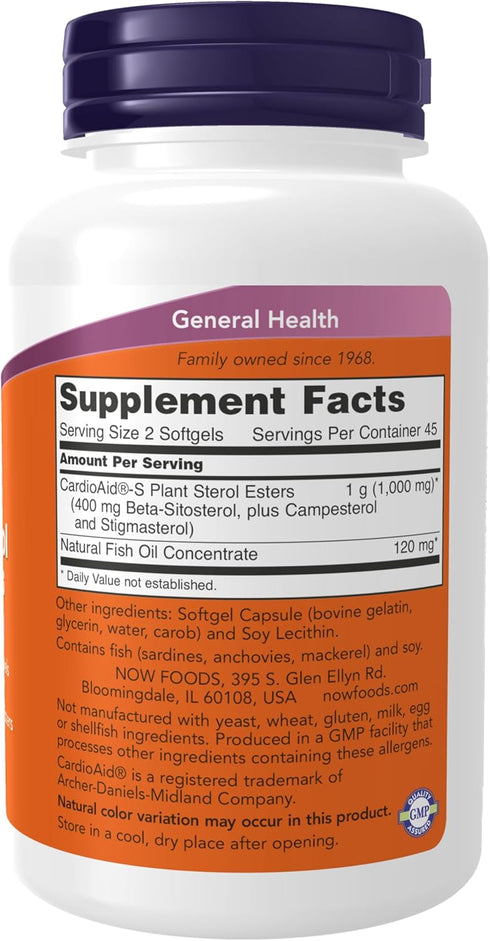 NOW Supplements, Beta-Sitosterol Plant Sterols with CardioAid®-S Plant Sterol Esters and Added Fish Oil, 90 Softgels...