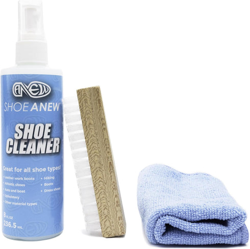 Shoe Cleaning Kit for Cleaning Sneakers, Leather, White Shoes, Fabric, and More - with Cleaning Spray 8oz, Nylon Brush, Microfiber Shoe Cloth...