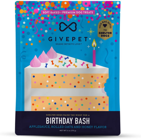 Birthday Bash Soft-Baked Dog Treats Applesauce, Rolled Oats and Honey in 6oz Bag...