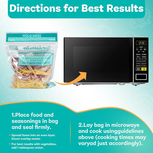 20 × Microwave Steam Cooking Bags Large Size Steam Food Storage Bags Disposable Microwave Steam Cooking Bags for Vegetables, Potatoes and Meat, Ea...