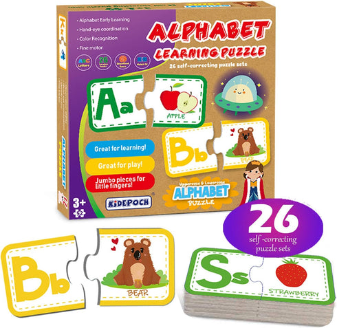 Puzzles for Kids Ages 3-4 – 26 Sets Self-Correcting Alphabet Puzzles for Toddlers, Perfect Matching Puzzles for Kids ages 3-5...