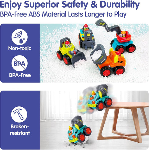 HOLA Toys for 1 Year Old Boy Birthday Gift - 6 PCs Toy Trucks Mini Car Toys for 2 Year Old Boy Birthday Gift, Toddler Toys Age 1-2, Baby Easter Ba...