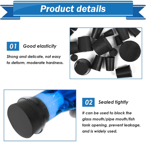 24Pcs Solid Rubber Stopper 11 Assorted Sizes 000# - 8# for Flask, Plug Holes, Lab Seal Rubber Stoppers...