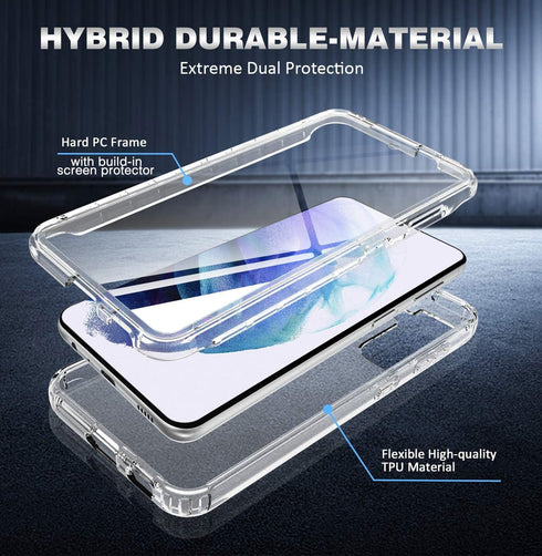 KIOMY Clear Case for Samsung Galaxy S21, 360 Full Body Protection Heavy Duty Shockproof Dual Layers Design, Raised Hard PC Front Cover with Build ...