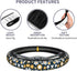 Daisy Flowers Car Steering Wheel Cover, White and Yellow Daisy Print Auto Steering Wheel Cover for Women, Anti-Slip Universal Fit 14.5-15 inch Car...