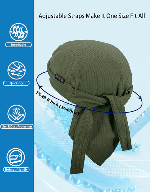 Sweat Wicking Doo Rag Cooling Dew Rag Helmet Liner Large Motorcycle Do Rags Head Wrap Bandana Skull Caps for Men and Women...