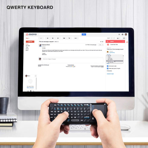 Rii Mini Wireless Keyboard with Touchpad?QWERTY Keyboard,Support Bluetooth ?2.4G Connection,Built-in Laser Pointer, Backlit Portable Keyboard Wire...