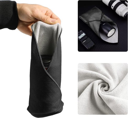 BEIYANG Camera Protective Wrap, Lens Protector Wrapper, 17.7X17.7 Inch Black Magic Self-Adhesive Cloth for Camera/Lens/Phone/DSLR/Laptop/Accessori...