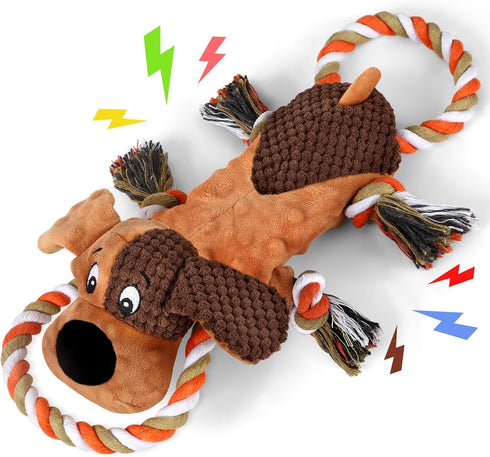 Squeaky Dog Toys, Tug of War Dog Toy for Large Dogs, Plush Puppy Toys with Pull Rope, Interactive Dog Toys for Small, Middle, and Big Dogs...