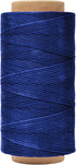 Mandala Crafts Blue Flat Waxed Thread for Leather Sewing - 197 Yds 210D 1mm Polyester Leather Thread String Waxed Cord for Leatherwork, Beading, B...