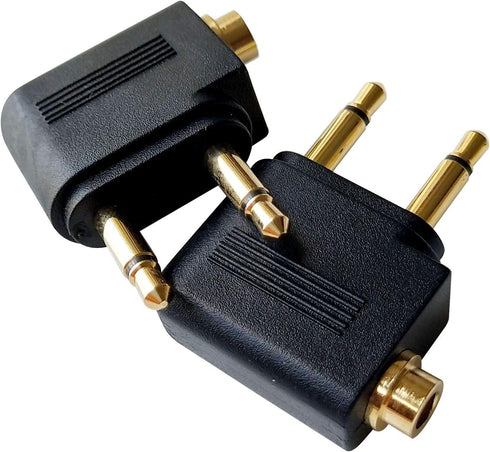 Dual 3.5mm Male to 3.5mm Female Airplane Headphone Adapter Gold Plated (2 Pack)...