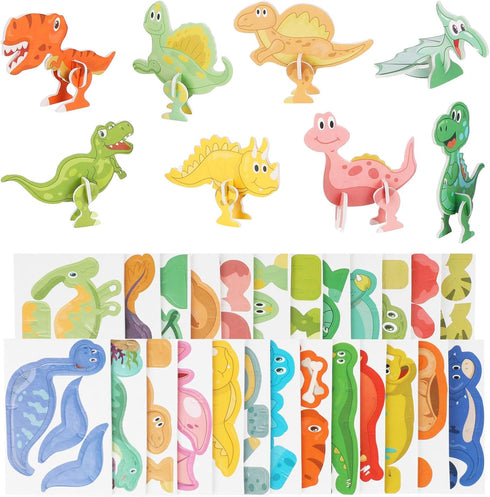 KIMOBER 25Pcs Educational 3D Cartoon Puzzle,3D Dinosaur Puzzle for Kids DIY Cartoon Dinosaur Animal Learning Education Puzzle Jigsaw Toys for Kids...