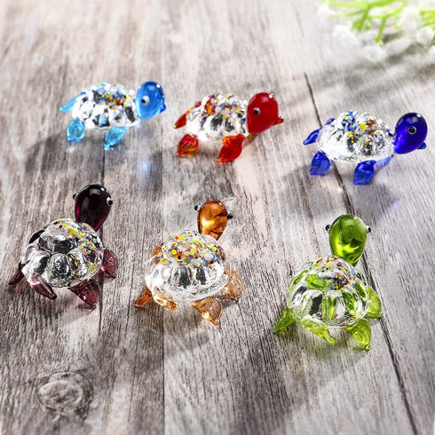 Crystalsuncatcher Handmade Tiny Turtle Hand Blown Glass Ornaments Gifts Decor Collectible Figurine Gardens(Turtle)...