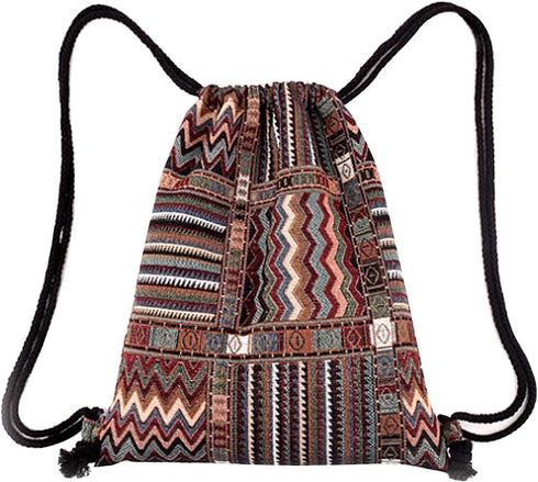 Van Caro Bohemian Drawstring Backpack Light Cinch Bag Gym Sack String Bag (Color 1)...