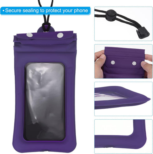 PATIKIL Floating Waterproof Phone Pouch, 2 Pack Clear Cellphone Dry Bag Underwater Phone Protect Case for Beach Swimming, Purple...